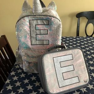 Justice🦄Unicorn “E” Backpack & lunchbox